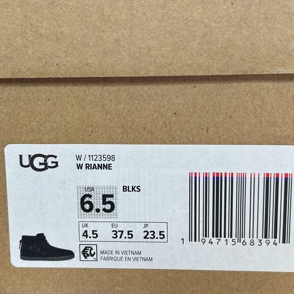 UGG Rianne Suede Ankle Boots Zipper Black 1123598 Women's US 6.5 NWB - Picture 10 of 10